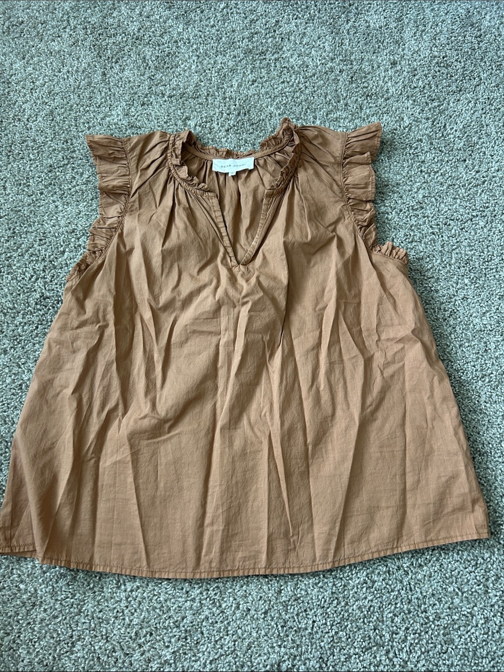 Dear John Tan Ruffle Sleeve Cotton Camisole